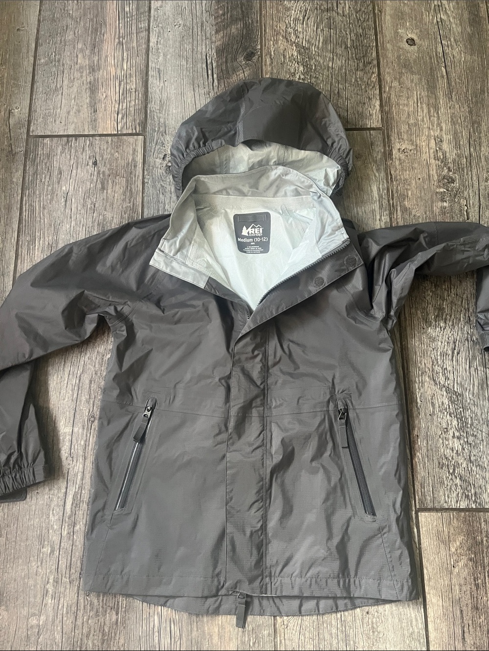 REI Gray Kids' Hooded Raincoat